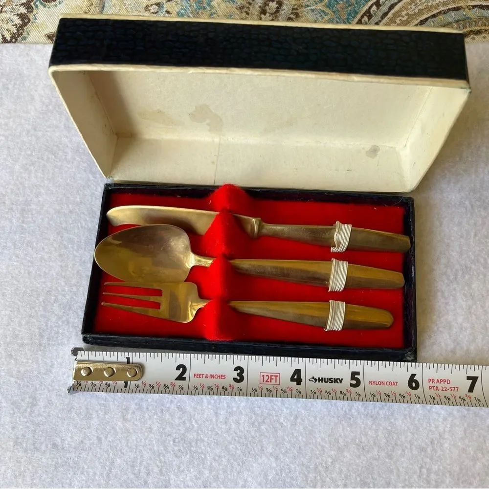 Bronze ware serving utensil set from Vintage Thailand in box